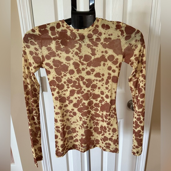 NWT NANUSHKA YELLOW AND BROWN DESIGN LONG SLEEVE TOP - Picture 1 of 2